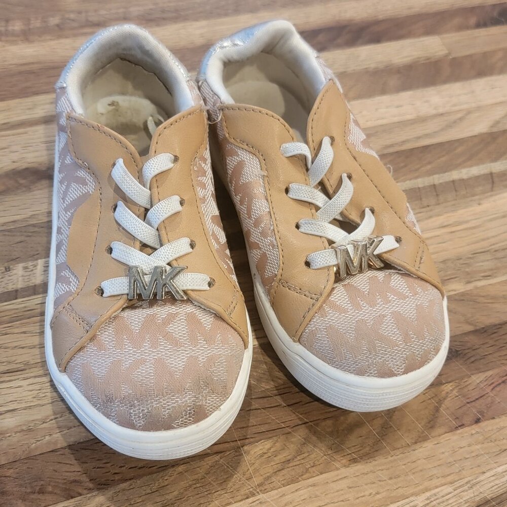 Michael Kors MK Oak 2 Tan Signature Print Slip On Toddler Shoes